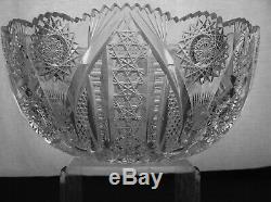American Brilliant Cut Glass J. Hoare Newport Pattern 12 1/2 Punch Bowl