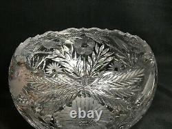 American Brilliant Cut Glass-L. Straus-Songbird withFlowers Punch Bowl & Ladle