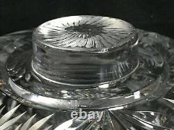 American Brilliant Cut Glass-L. Straus-Songbird withFlowers Punch Bowl & Ladle