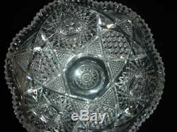 American Brilliant Cut Glass Large Punch Bowl And Pedestal