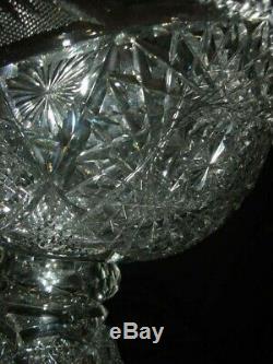 American Brilliant Cut Glass Large Punch Bowl And Pedestal