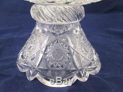 American Brilliant Cut Glass Large Punch Bowl on Stand
