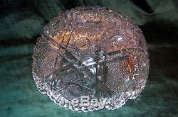 American Brilliant Cut Glass Libbey 14 Inch Punch Bowl Somerset- Antique Gla