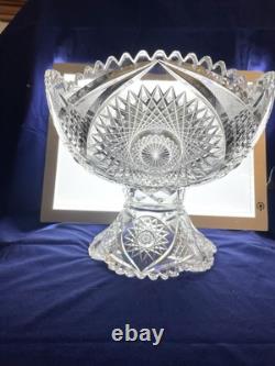 American Brilliant Cut Glass Meriden Barclay 32 Pt Star ABP Punch bowl 2 Piece