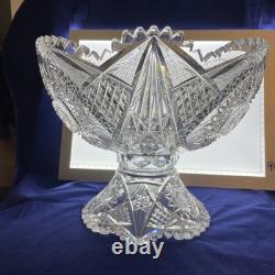American Brilliant Cut Glass Meriden Barclay 32 Pt Star ABP Punch bowl 2 Piece