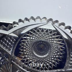 American Brilliant Cut Glass Meriden Barclay 32 Pt Star ABP Punch bowl 2 Piece