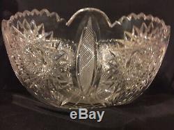 American Brilliant Cut Glass One Piece Punch Bowl 1900-1940