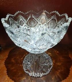 American Brilliant Cut Glass Punch Bowl