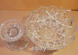 American Brilliant Cut Glass Punch Bowl