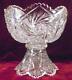 American Brilliant Cut Glass Punch Bowl & Stand Elmira Pattern #22 Whirling Star