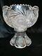 American Brilliant Cut Glass Punch Bowl & Stand Whirling Stars 10 3/4 Tall