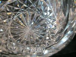 American Brilliant Cut Glass Punch Bowl & Stand Whirling Stars 10 3/4 Tall