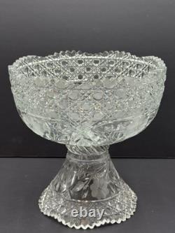 American. Brilliant Cut Glass Punch Bowl With Stand 2 Piece Antique 10x10