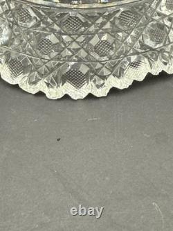 American. Brilliant Cut Glass Punch Bowl With Stand 2 Piece Antique 10x10