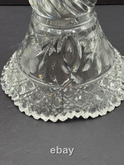 American. Brilliant Cut Glass Punch Bowl With Stand 2 Piece Antique 10x10