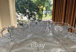 American Brilliant Cut Glass Punch Cups (5) Possibly Unger Bros. Hobart C. 1900