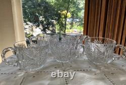 American Brilliant Cut Glass Punch Cups (5) Possibly Unger Bros. Hobart C. 1900