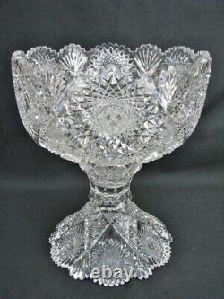 American Brilliant Cut Glass Punchbowl By T. B. Clark 1908 Alpenglow Pattern