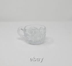 American Brilliant Cut Glass Two Piece Punchbowl Alpenglow Pattern with Cups