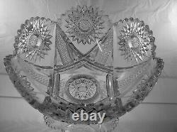 American Brilliant Cut Glass punch bowl in Star by Fry antique crystal 120 years