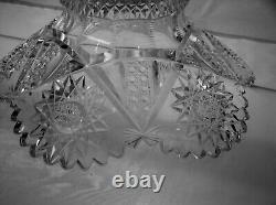 American Brilliant Cut Glass punch bowl in Star by Fry antique crystal 120 years