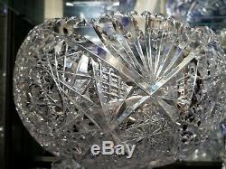 American Brilliant Cut Glass12 ×12 In Circa 1895 Punch Bowl With 8 Cups