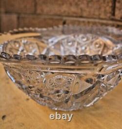 American Brilliant Cut Hobstars Punch Bowl & Glasses