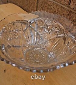 American Brilliant Cut Hobstars Punch Bowl & Glasses