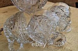 American Brilliant Cut Hobstars Punch Bowl & Glasses