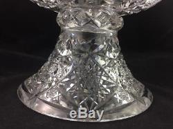 American Brilliant Period ABP Cut Glass 10 Pedestal Base & Punch Bowl