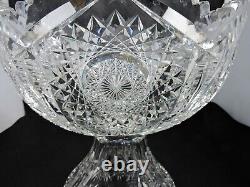 American Brilliant Period ABP Cut Glass 2 Piece Punch Bowl 12 10 Glasses