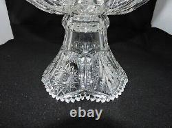 American Brilliant Period ABP Cut Glass 2 Piece Punch Bowl 12 10 Glasses