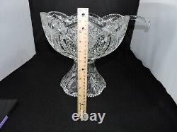 American Brilliant Period ABP Cut Glass 2 Piece Punch Bowl 12 10 Glasses