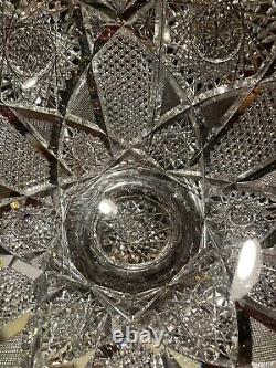 American Brilliant Period Abp Cut Glass Punch Bowl, Ladle, & 10 Cups