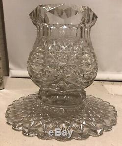 American Brilliant Period Abp Glass 2 Piece Punch Bowl Libbey