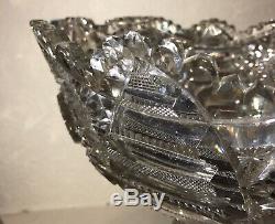 American Brilliant Period Abp Glass 2 Piece Punch Bowl Libbey