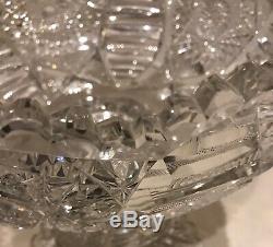 American Brilliant Period Abp Glass 2 Piece Punch Bowl Libbey