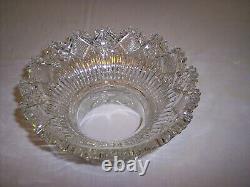 American Brilliant Period Arcadia Cut Glass Crystal Punchbowl with Base & 10 Cups