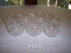 American Brilliant Period Arcadia Cut Glass Crystal Punchbowl with Base & 10 Cups