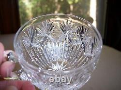 American Brilliant Period Arcadia Cut Glass Crystal Punchbowl with Base & 10 Cups