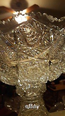 American Brilliant Period Cut Glass 16 Tall X 14 Circumference Punch Bowl