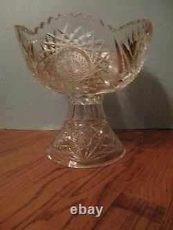 American Brilliant Period Cut Glass Punch Bowl & Base 2 pieces