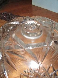 American Brilliant Period Cut Glass Punch Bowl & Base 2 pieces