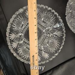 American Brilliant Period Cut Glass Punch Bowl & Pedestal Stand 15x12