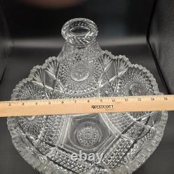 American Brilliant Period Cut Glass Punch Bowl & Pedestal Stand 15x12