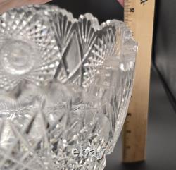 American Brilliant Period Cut Glass Punch Bowl & Pedestal Stand 15x12