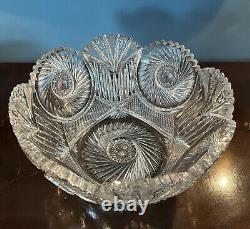 American Brilliant Period Cut Glass Punchbowl 14 By 7