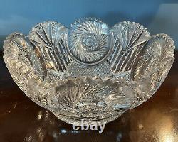 American Brilliant Period Cut Glass Punchbowl 14 By 7
