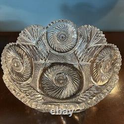 American Brilliant Period Cut Glass Punchbowl 14 By 7