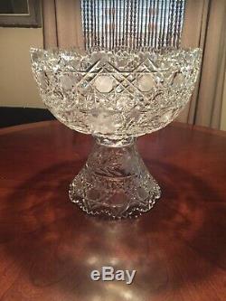 American Brilliant Period Pairpoint Viscaria Cut And Etched Punchbowl Fabulous